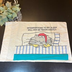 Vintage Sandra Boynton Martex 1989 Pillow Case Interruptions To Sleep Angry Cat